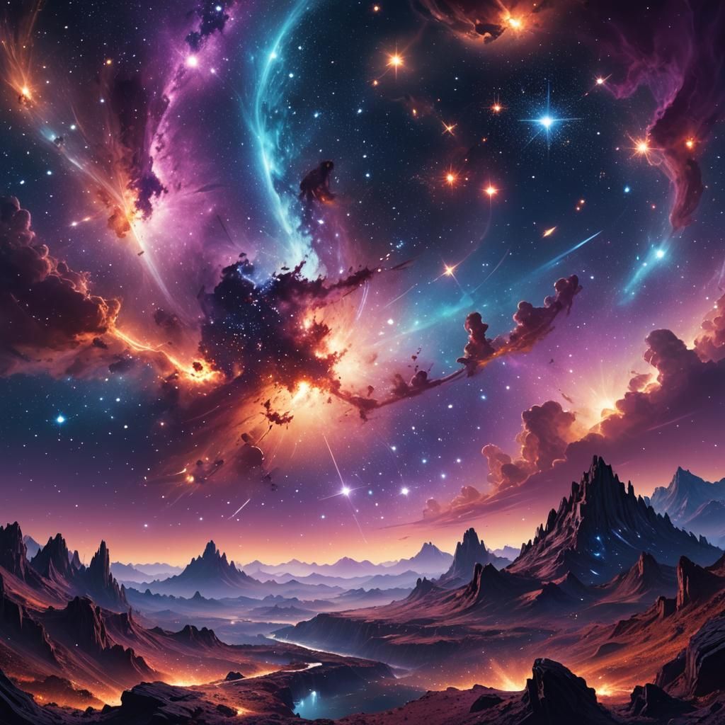 Cosmic Starscape: A Breathtaking Fantasy Landscape