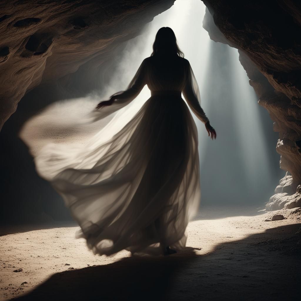 Woman's Shadow Reveals Monster in Cave