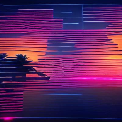 Synthwave Neon Grid Sunset Aesthetic