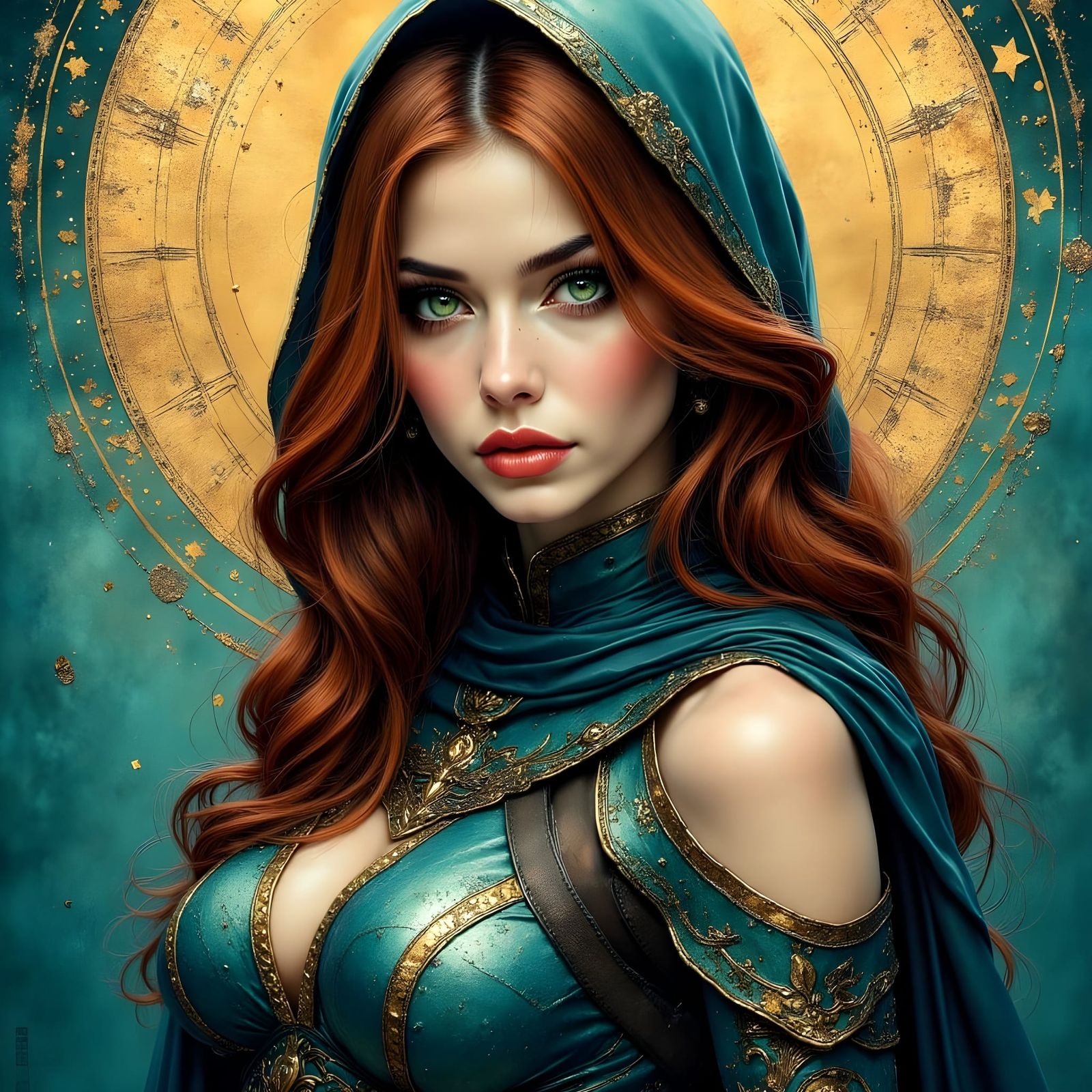 Sensual Ranger: Hyperdetailed Art Nouveau Portrait