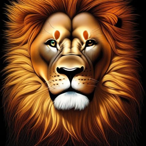 Lion-Human Hybrid in Comic Book Style