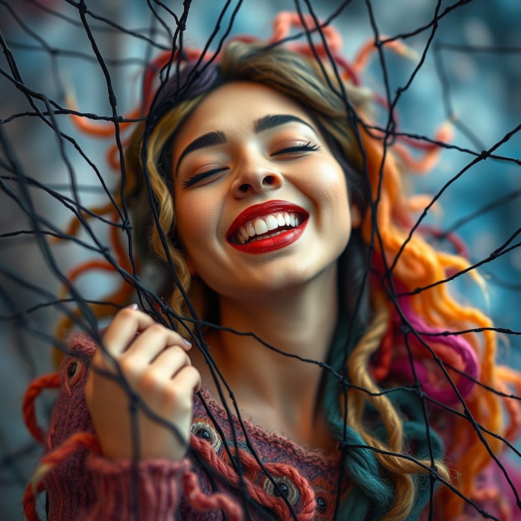 Surreal Felted Wool Art of a Joyful Woman