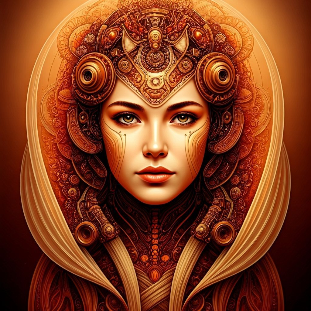 Futuristic Woman in Traditional Oceanic Art Style