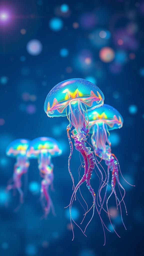 Cybernetic Jellyfish in Neon Cyberpunk Rainforest