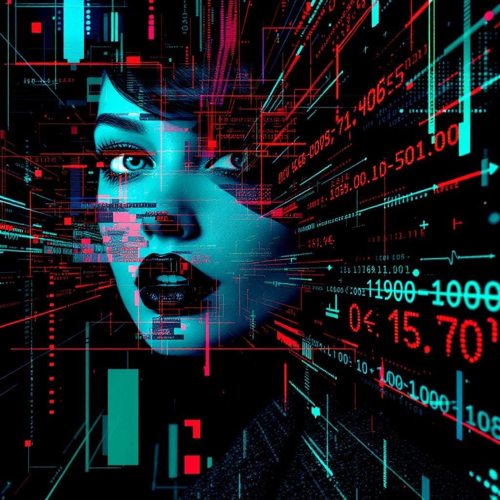 Glitch Art Pin-Up with Fractal Data Streams