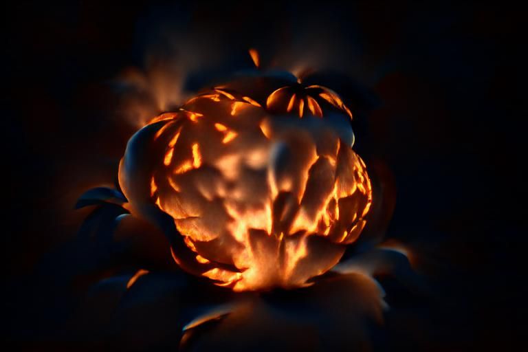 Halloween pumpkin beginning to explode
