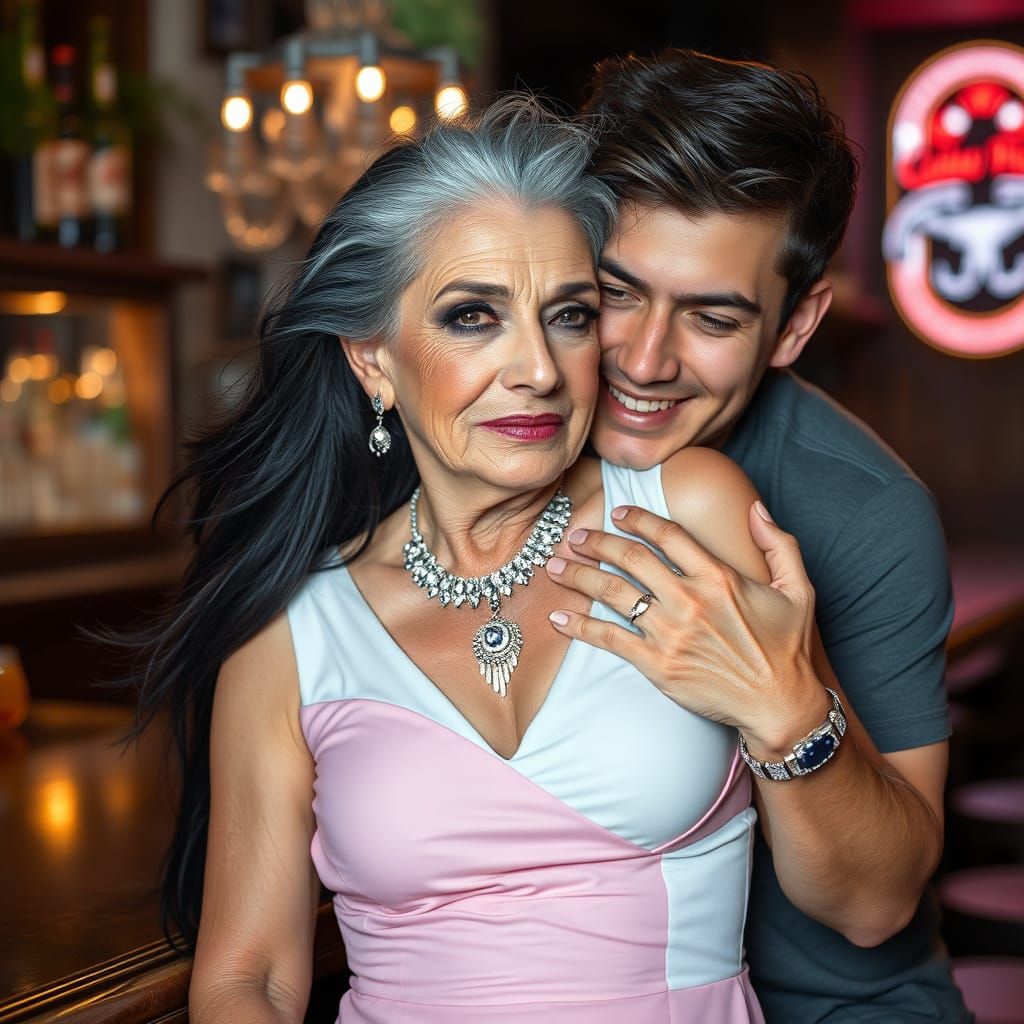 Striking Portrait of Transvestite in Bar, Professional Photo...