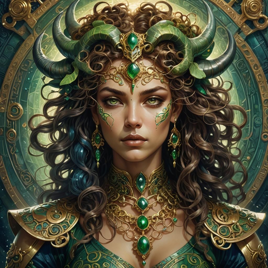 Zodiac Goddess Taurus Portrait in Fantasy Art