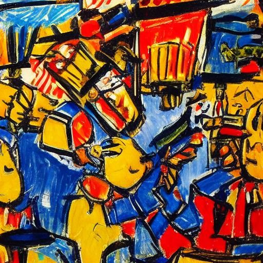 Expressionist Mice Dance at Oktoberfest Celebration