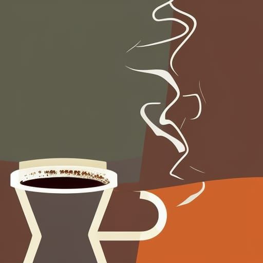 Abstract Art: Steaming Hot Coffee with Fine Details