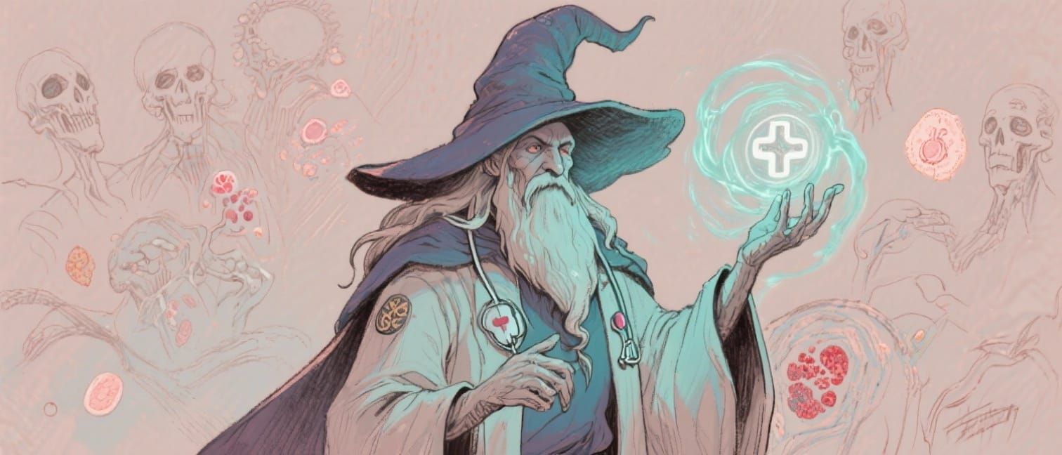 Healer Wizard Combating Disease with Magic