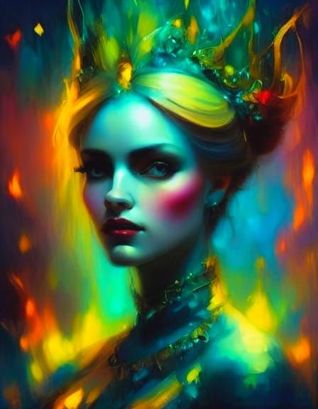 Alien Princess with Pearlescent Tiara in 3D Art Style