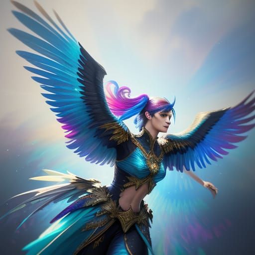 Person with Wings in Splash Art Style