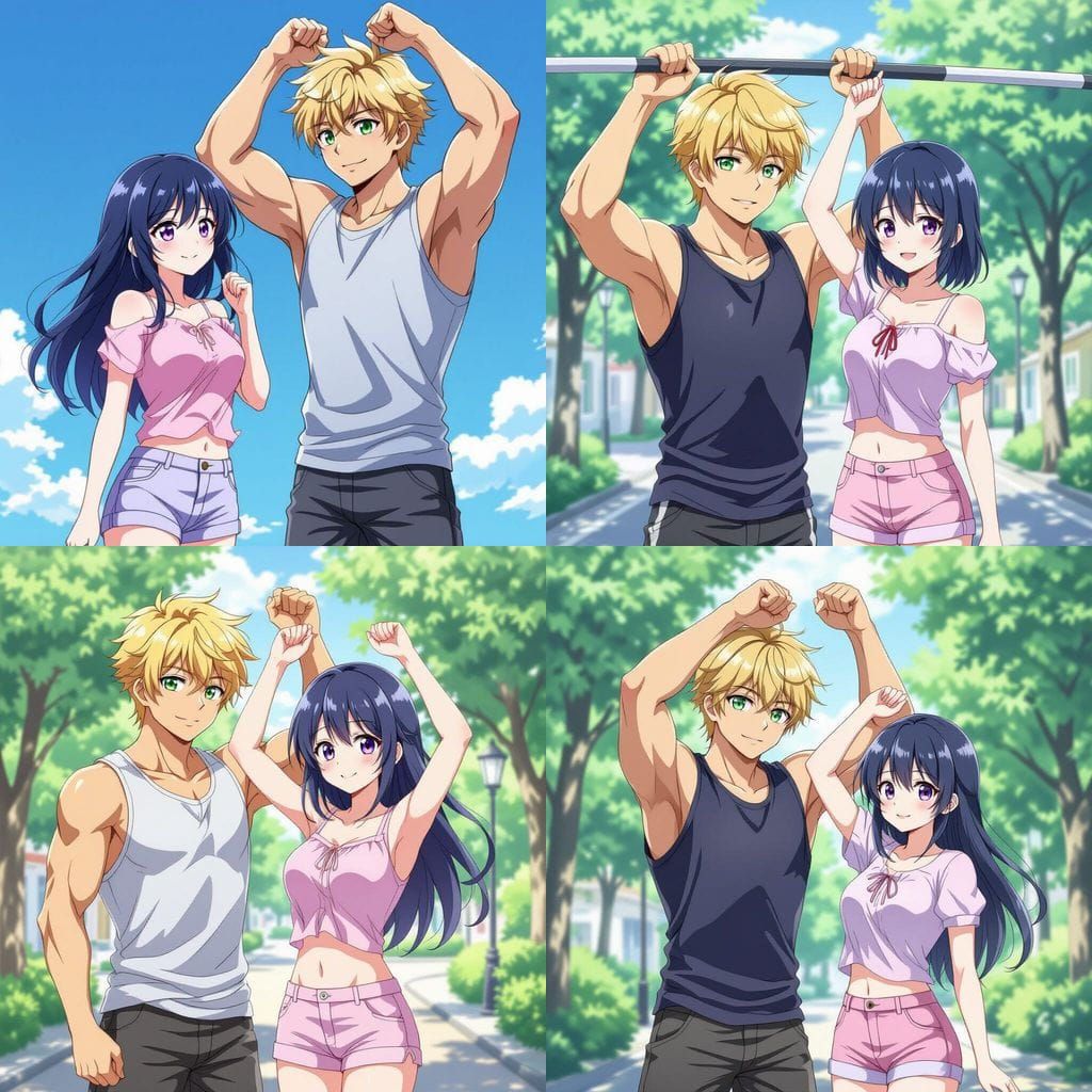 Anime Style Image of Playful Couple