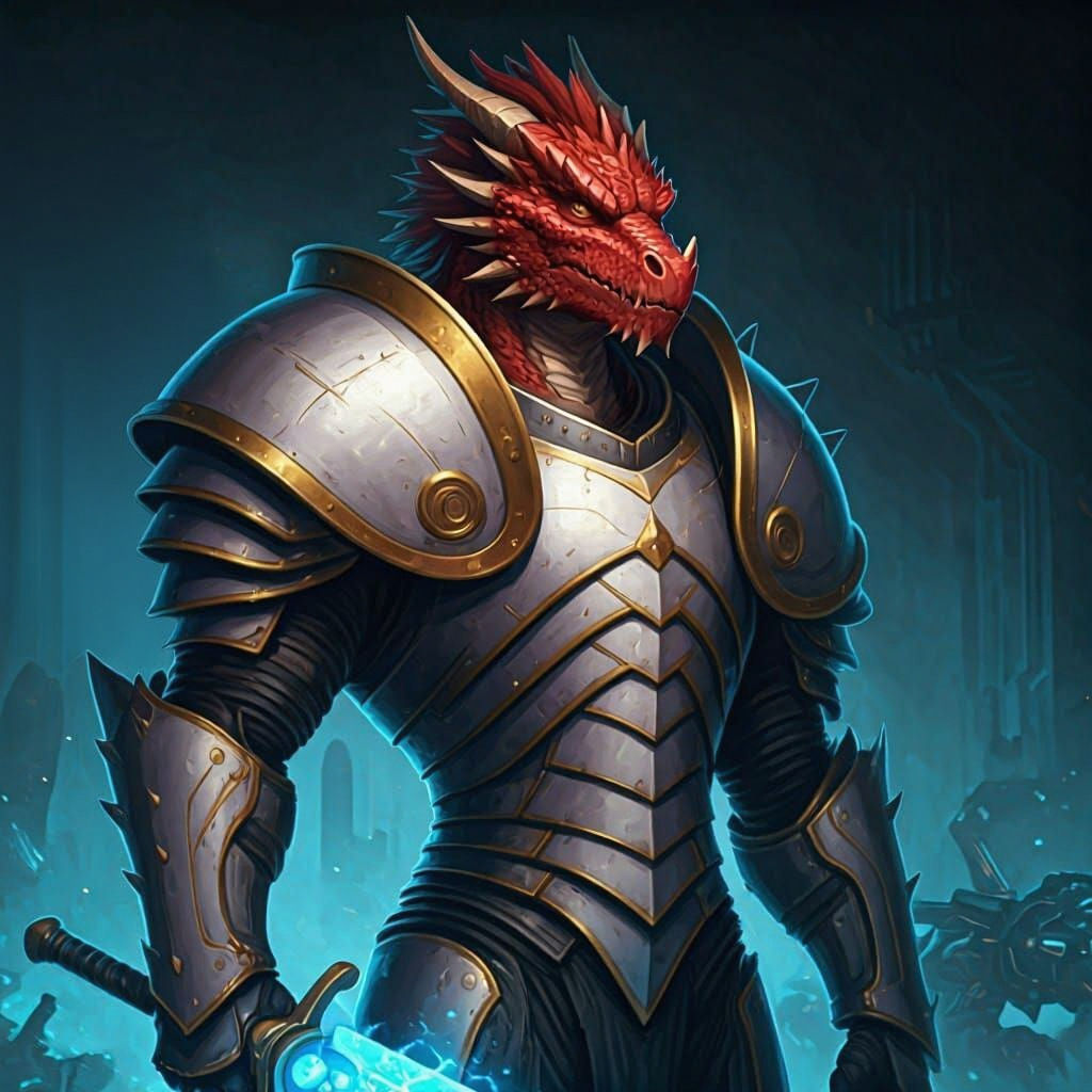 Sci-Fi Dragonkin Warrior in Power Armor