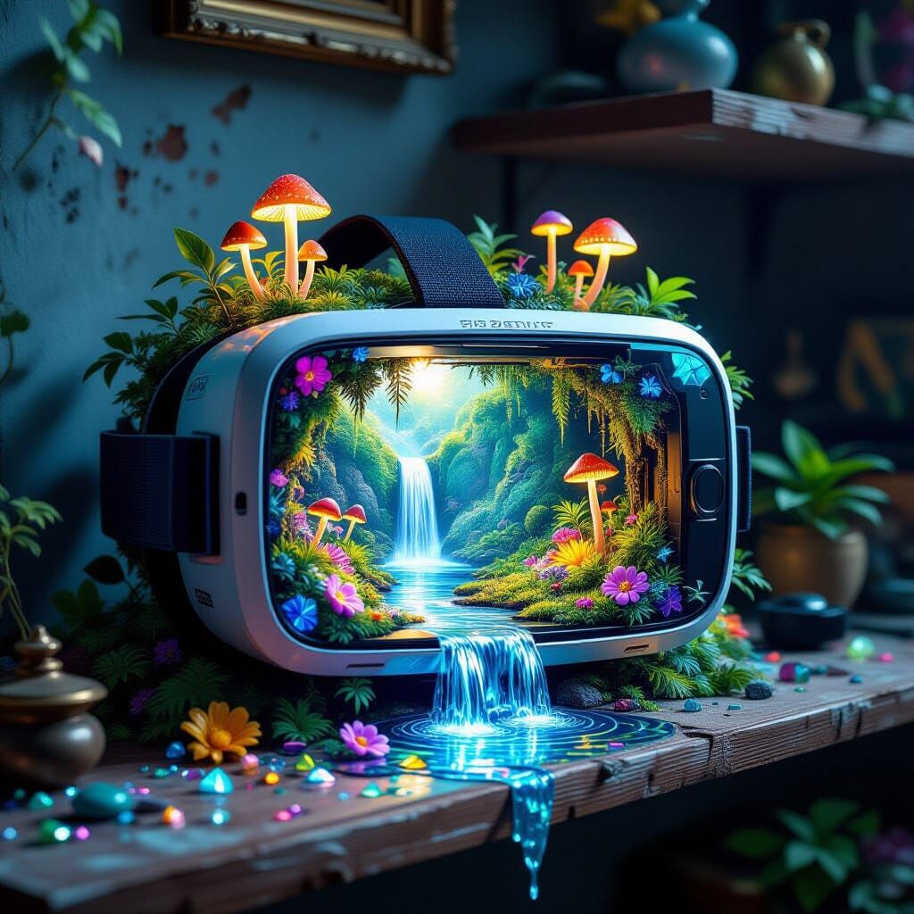 Miniature Jungle in Discarded VR Headset