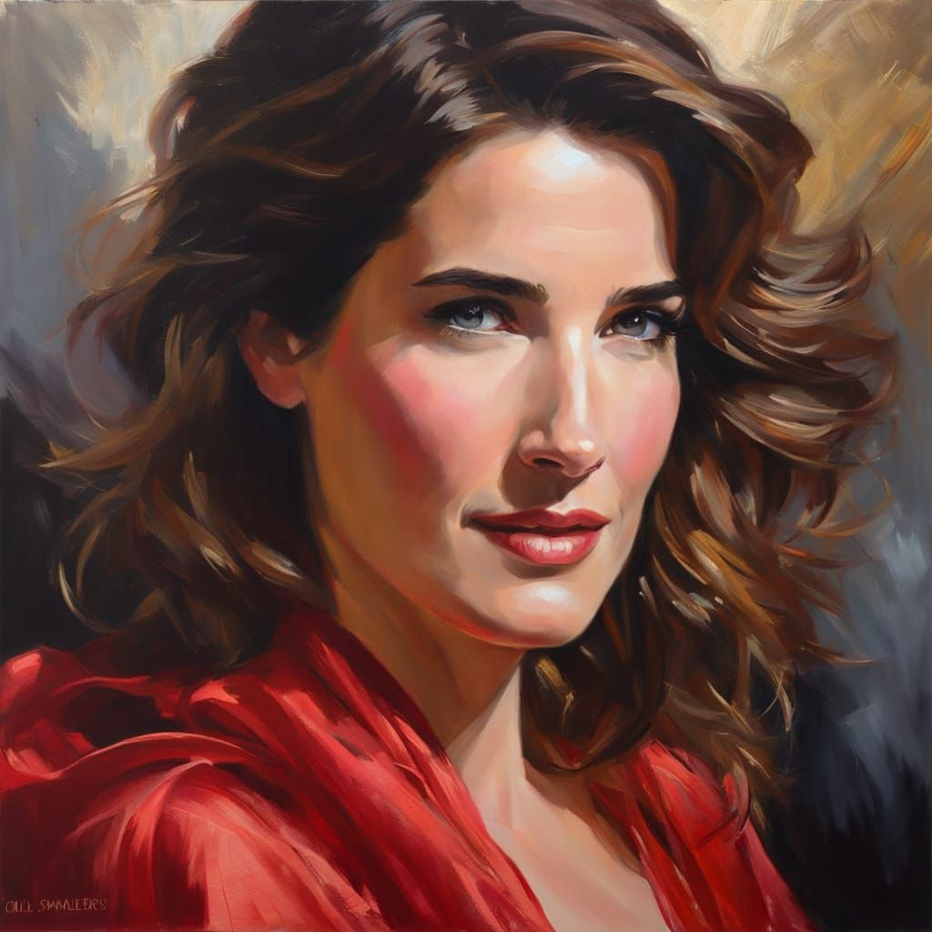 Impressionist Oil Portrait of Smirking Cobie Smulders
