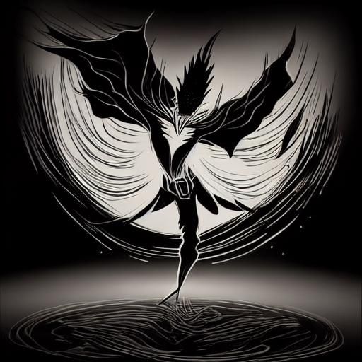 Surreal Shadow Vampire in Minimalist Line Art