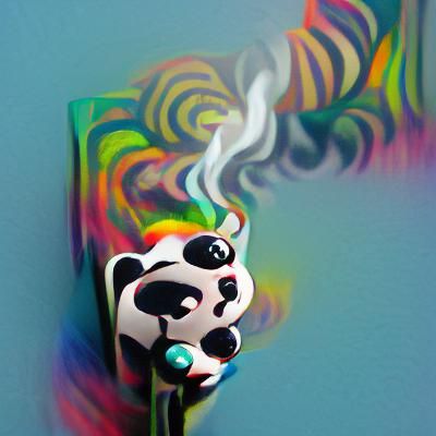 Psychedelic Panda Smoking: A Colorful Art Piece