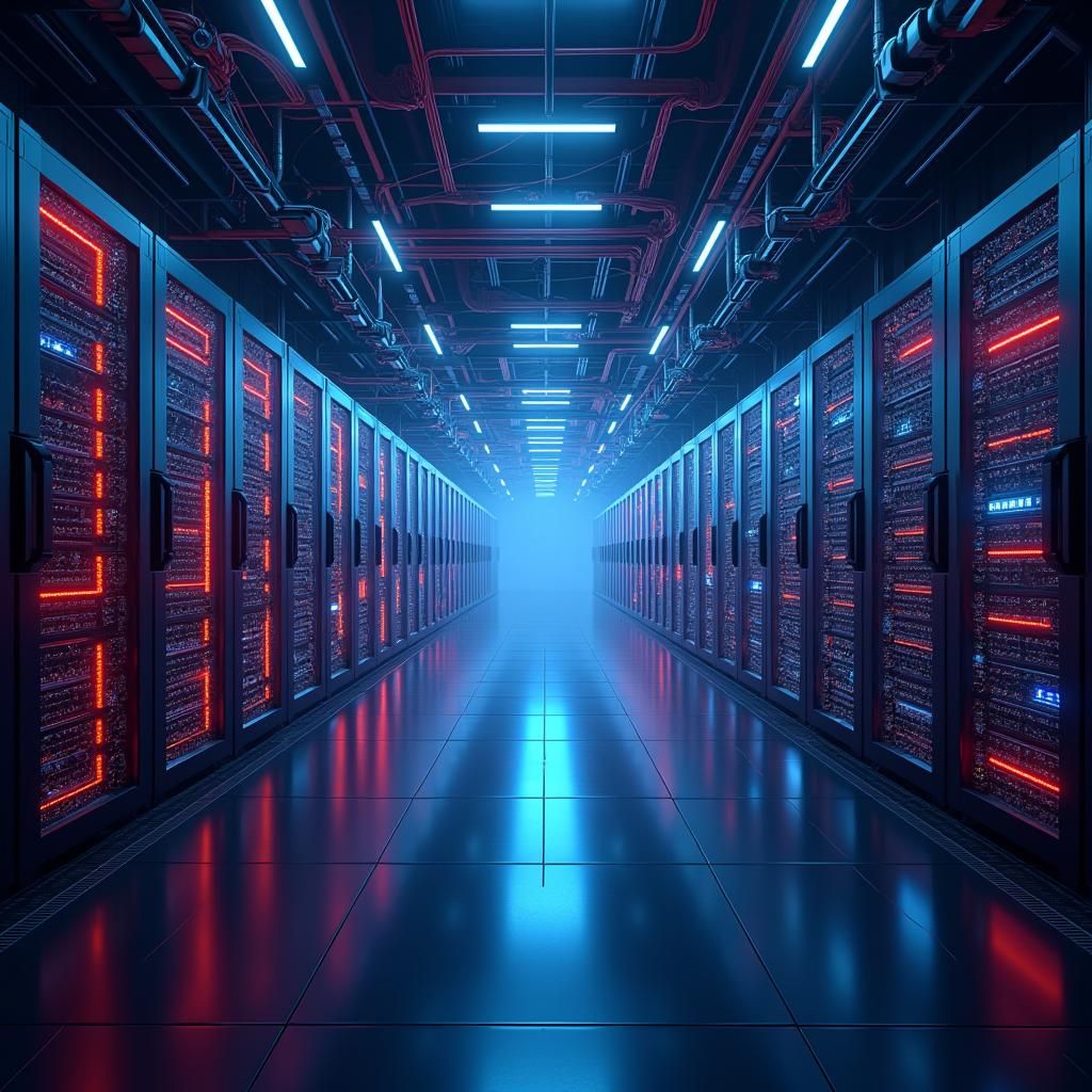 Futuristic Data Center Safeguards Power in Digital Painting