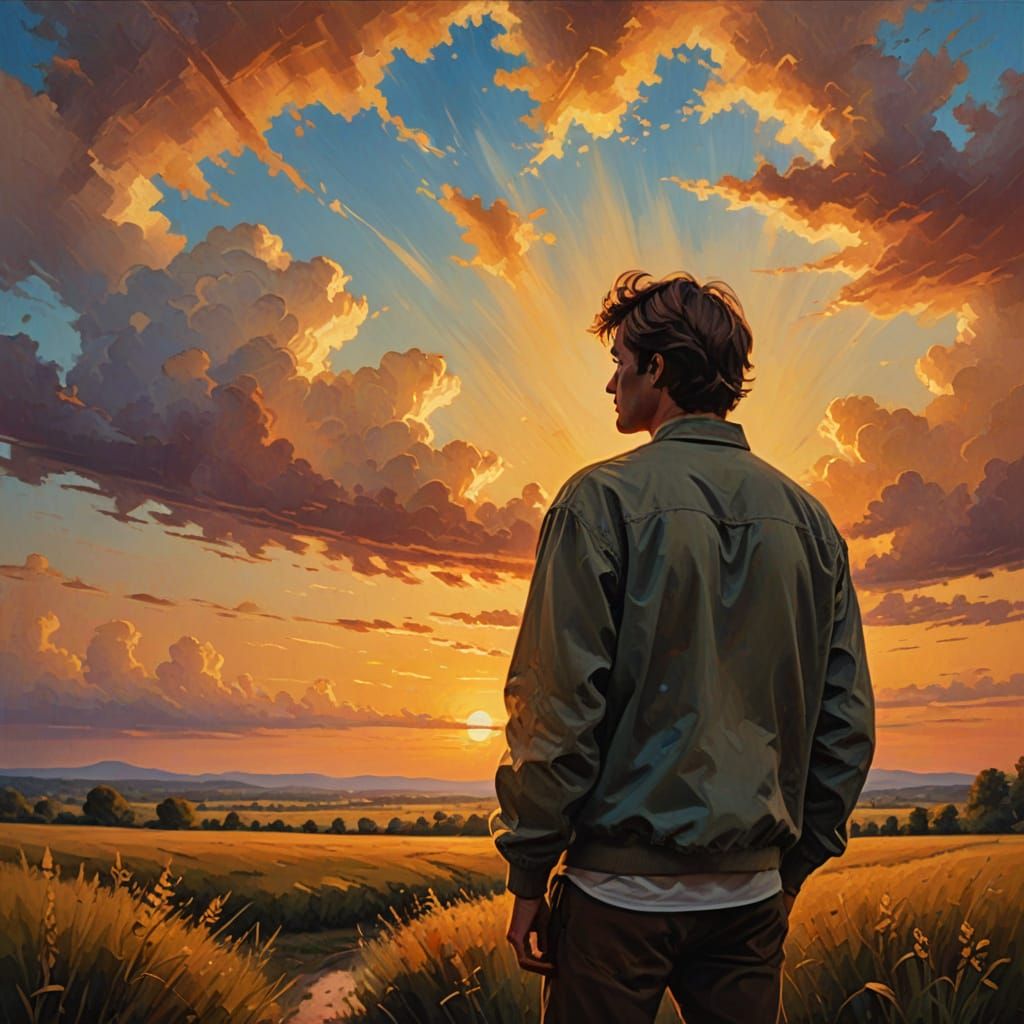 Romantic Sunset Masterpiece in Oil Painting Style