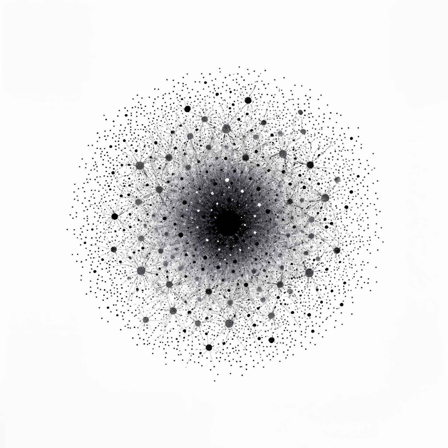 Pointillist Sky Drawing: Infinite Cosmos in Black and White