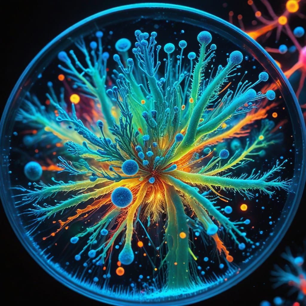 Vibrant Microbial World in Dreamy Abstraction