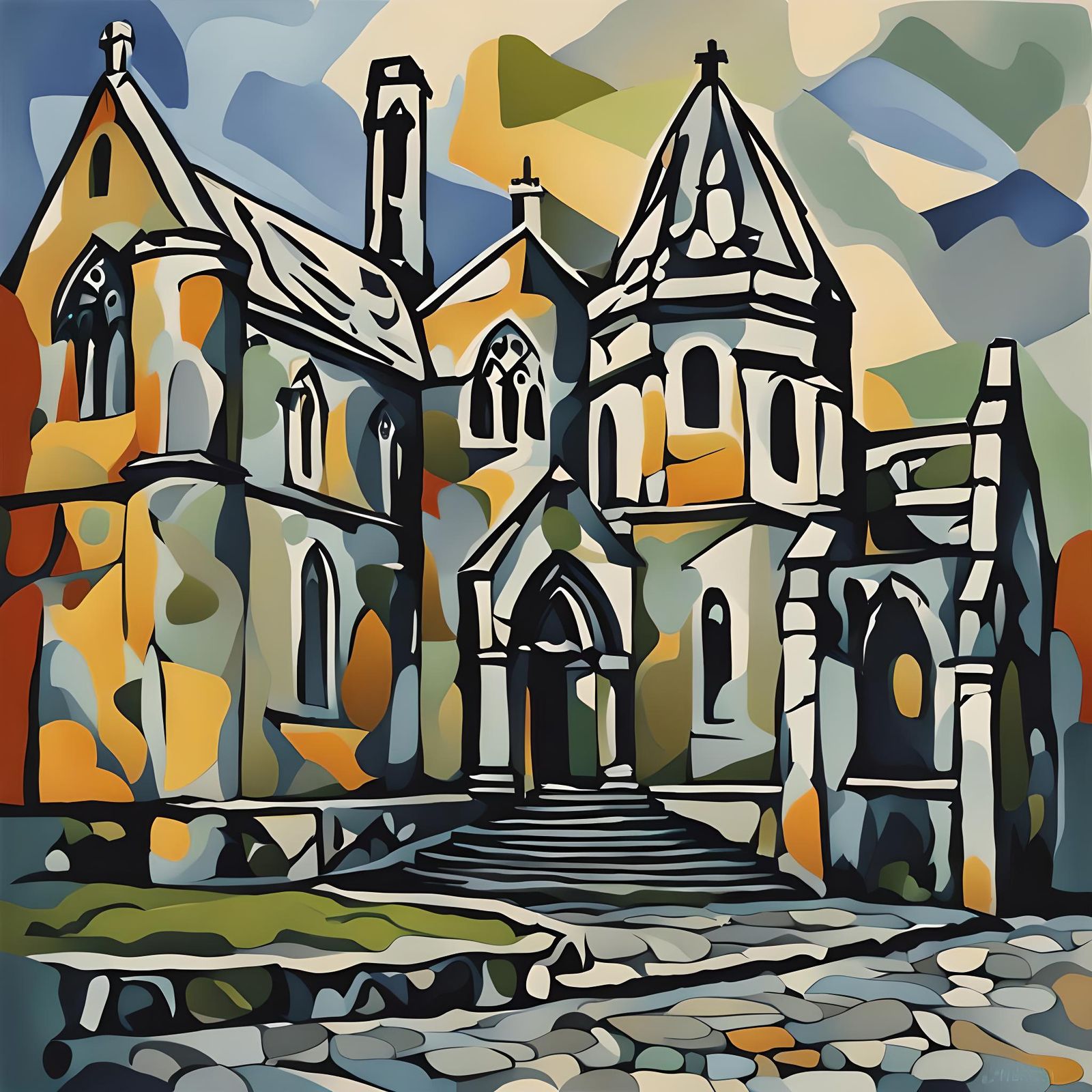 Muckross Abbey, Ireland: Picasso-Style Interpretation
