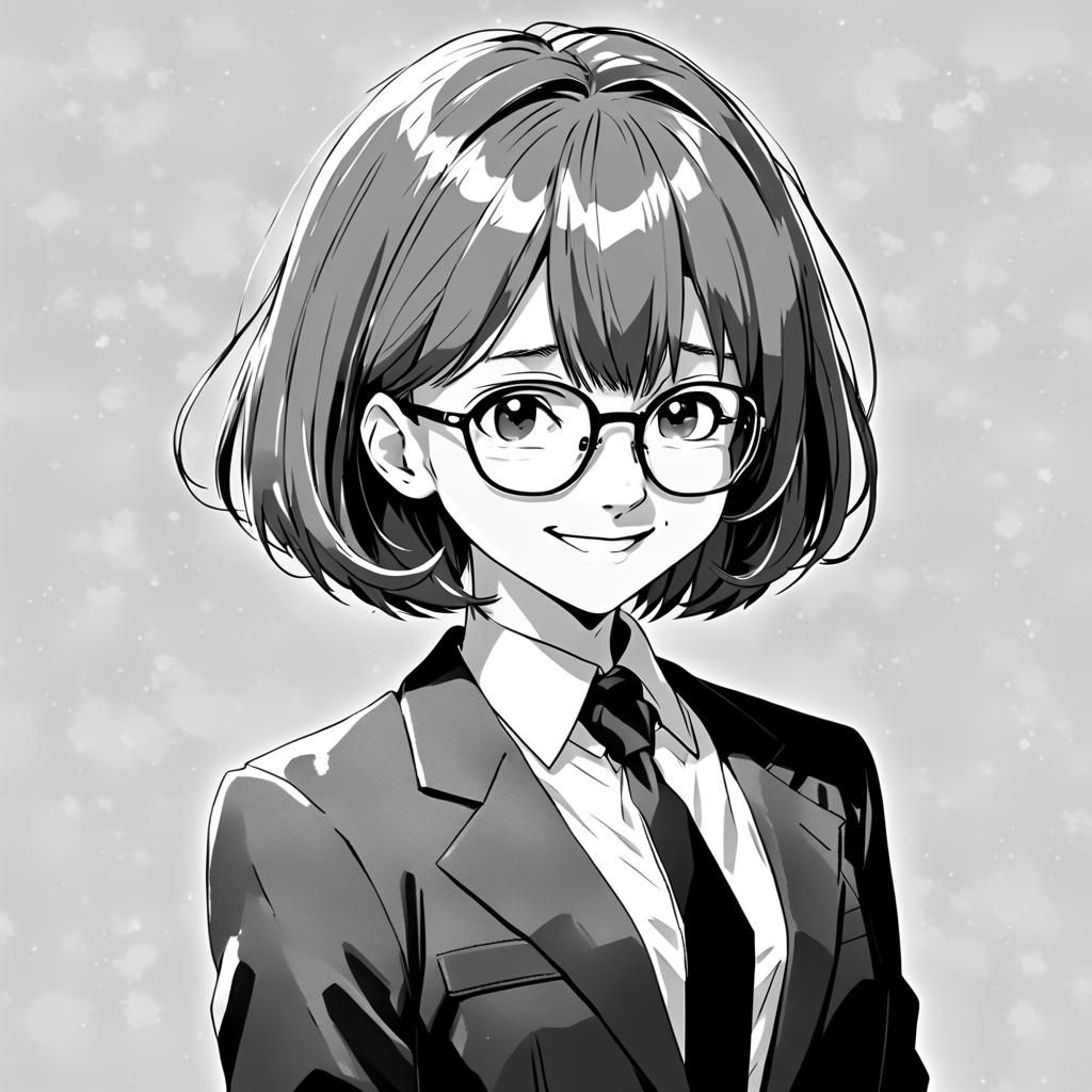 Smiling Businesswoman in 90s Anime Style