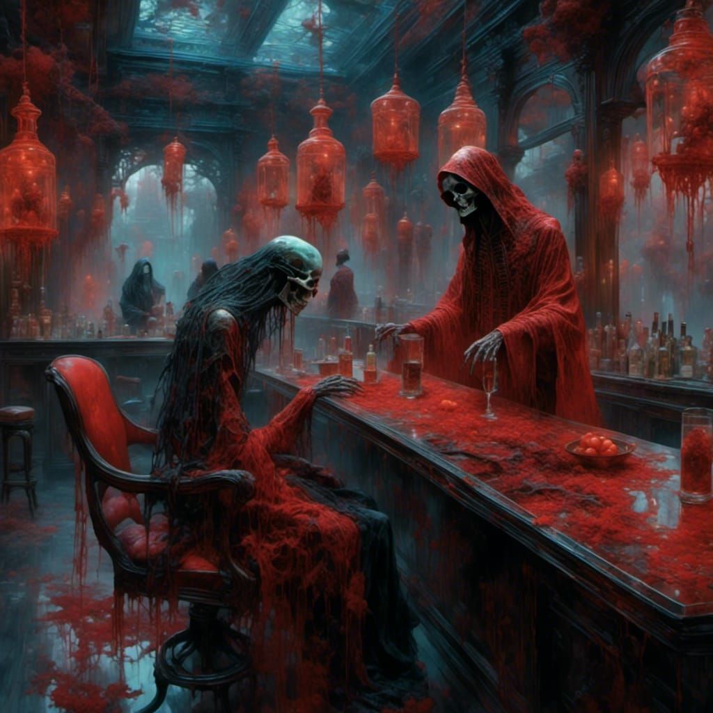 Glowing Spectral Figure Drinks at Chinese Death Bar