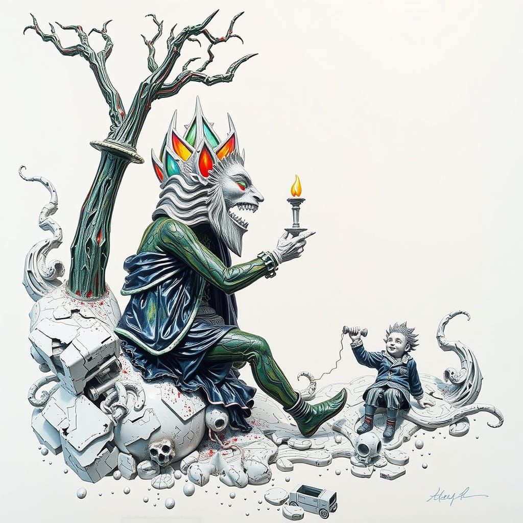 Hyperrealistic Sculpture With Intense Dynamic Lighting