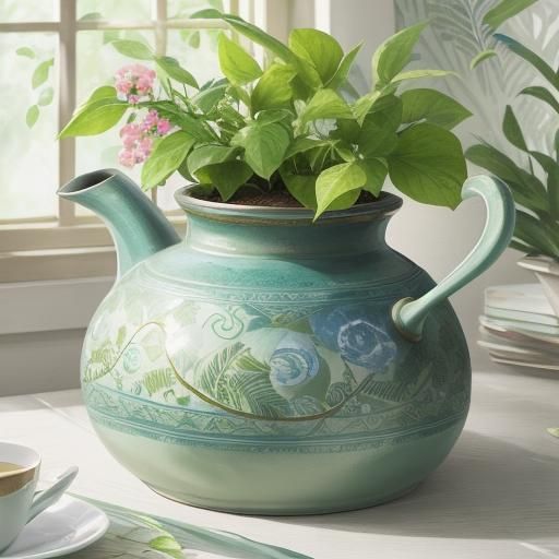 Pruning a Houseplant in Watercolor Style