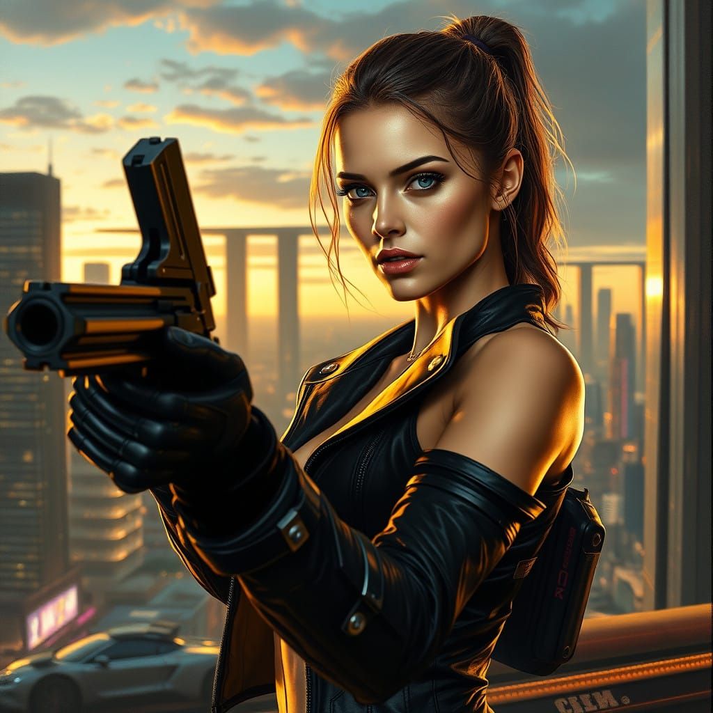 Cyberpunk Beauty in Oil Painted Hyperrealism