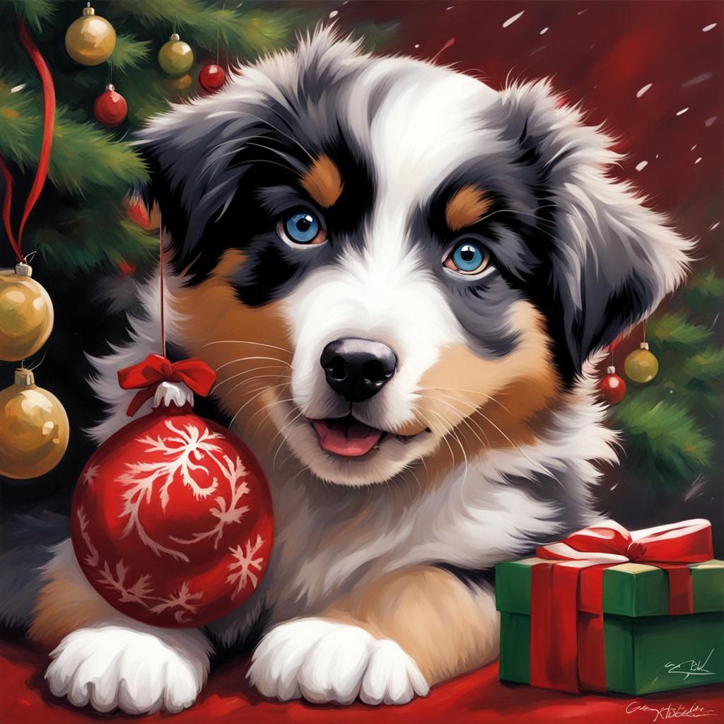Sinister Australian Shepherd Puppy Christmas