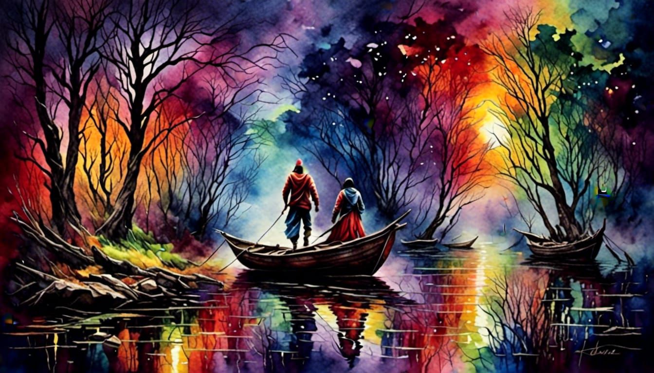 Abstract Spiritual Journey in Antique Watercolor Style