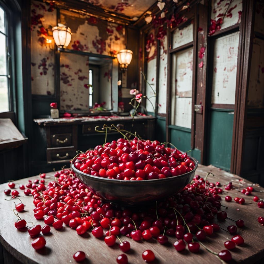 Haunted Love Hotel with Cherries and Ghostly Rose Petals