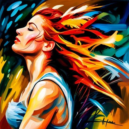 Red-Haired Woman in Splash Art Style