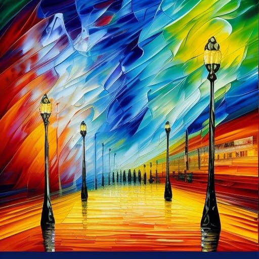 London Nightlife in Expressionist Oil Painting Style