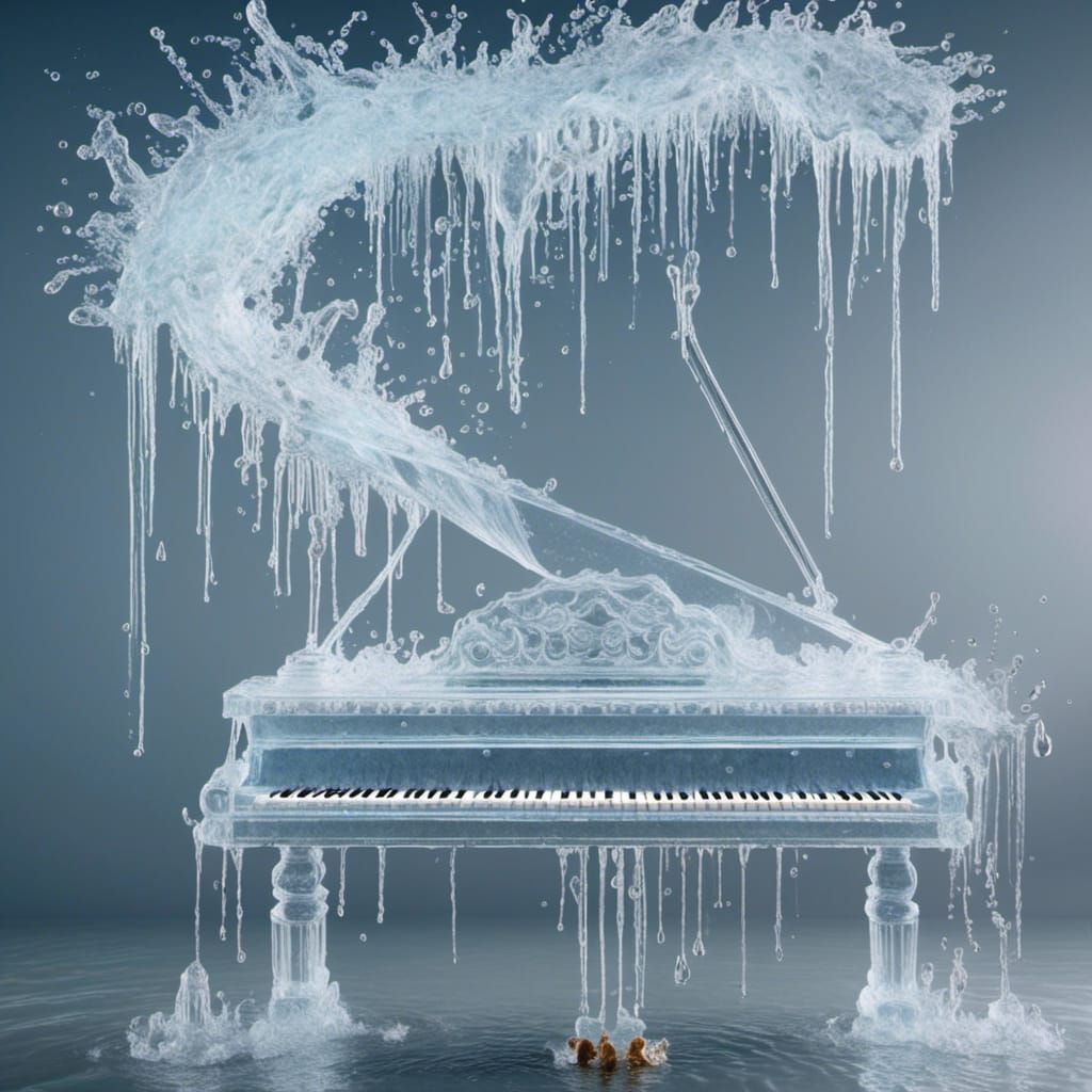 Water Electric Piano Splashing with Fluidity