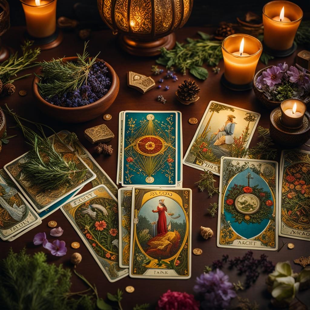 Mystical Vintage Tarot Card Still Life