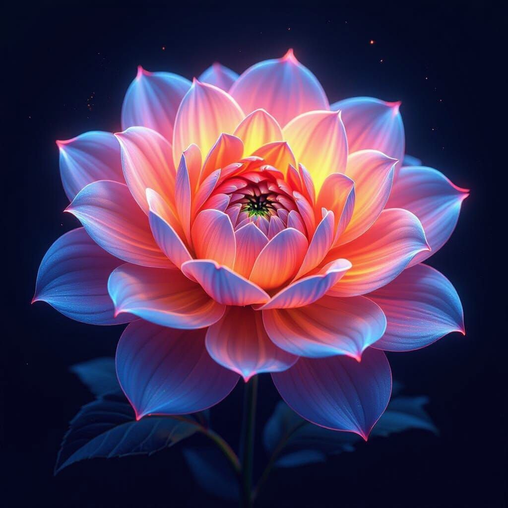 Vibrant Neon Flower Glows with Ethereal Beauty