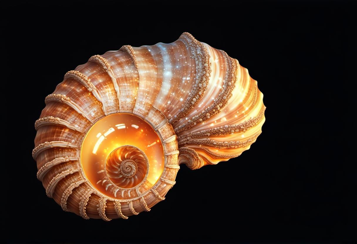 Galactic Seashell with Amber Stone, Digital Art