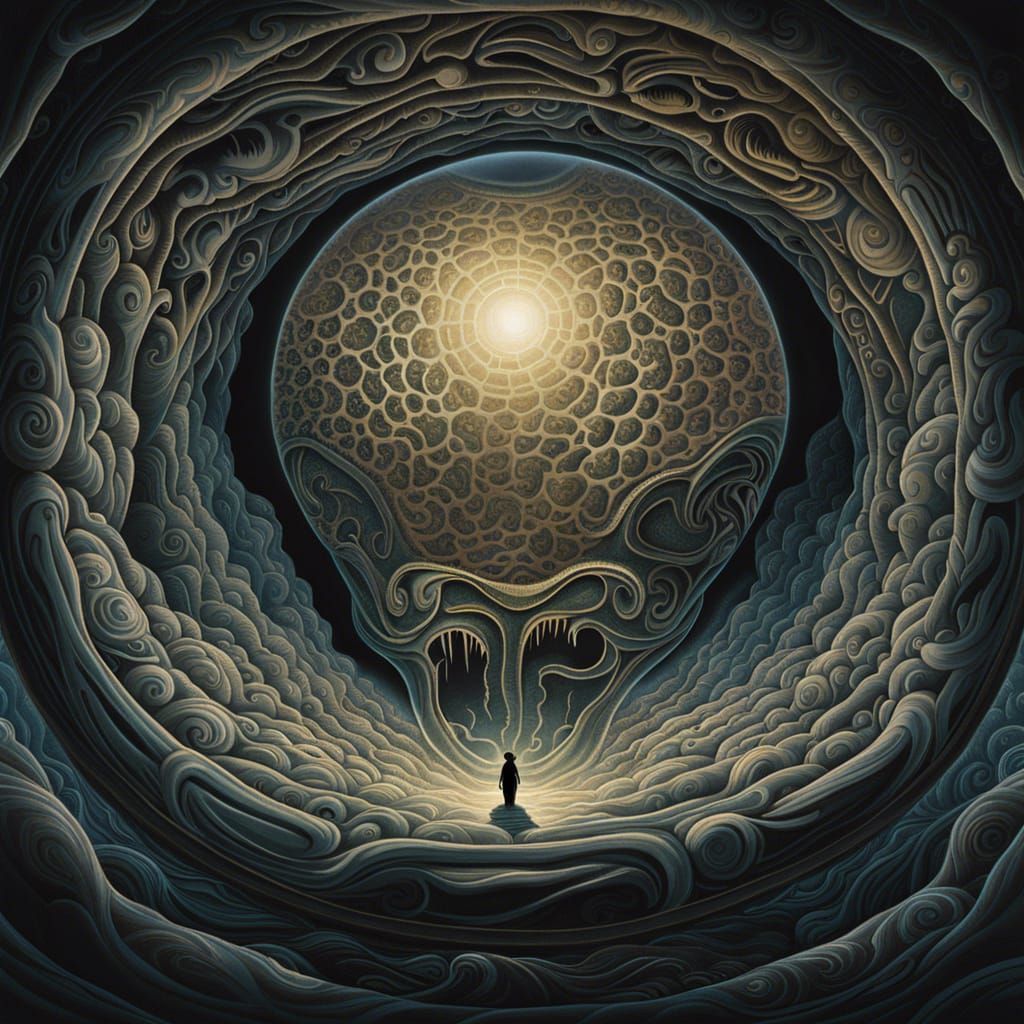 Translucent Alien Embryo Orb in Biopunk Style