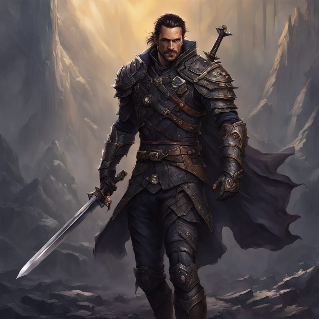 Fantasy Man with Witcher Eyes in Leather Armor