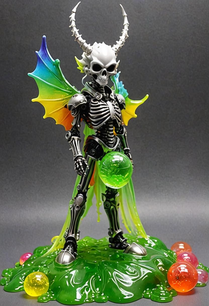 Rainbow Slime Dragon Girl with Metal Skeleton