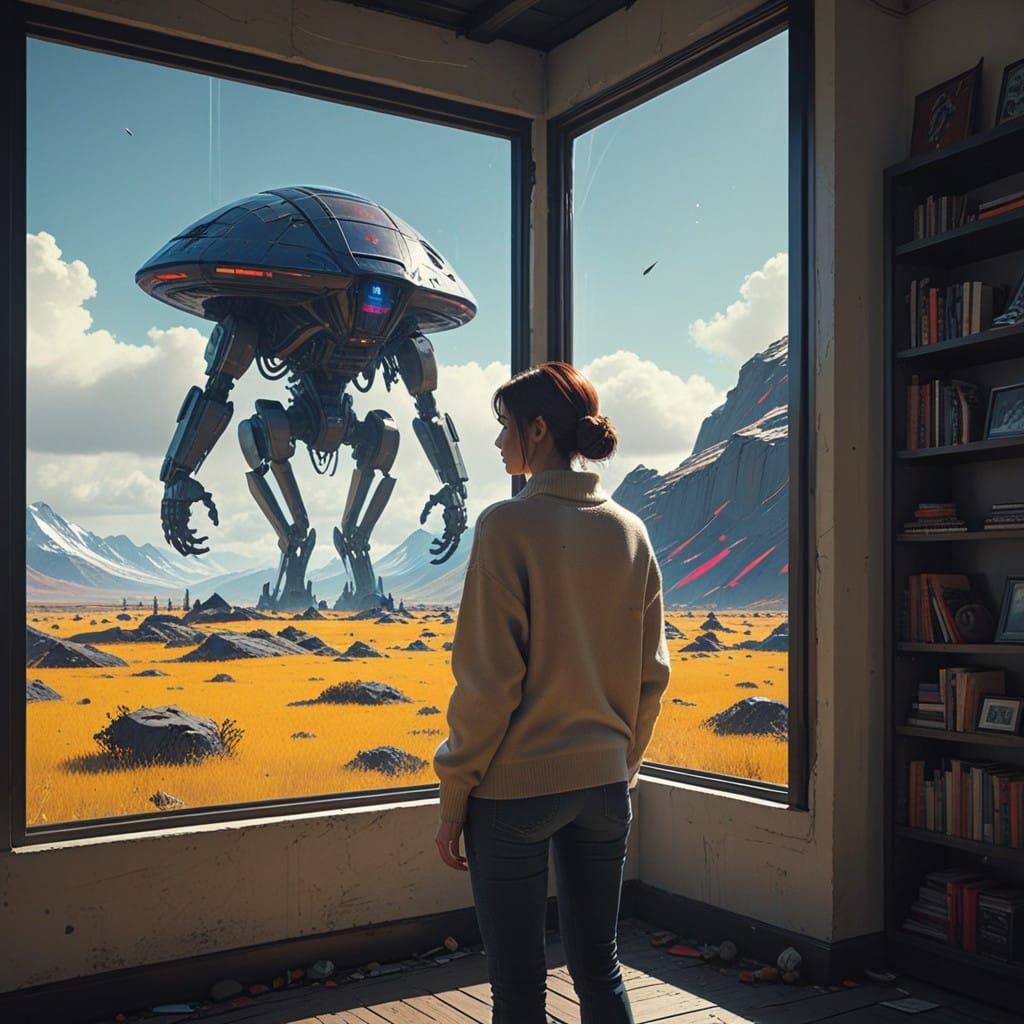 A Man Contemplates an Alien Landscape