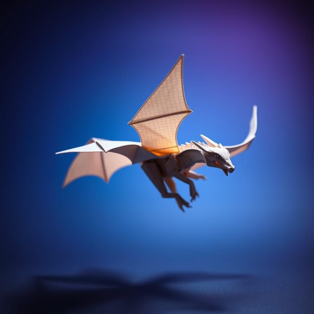 Intricate Origami Dragon in Flight