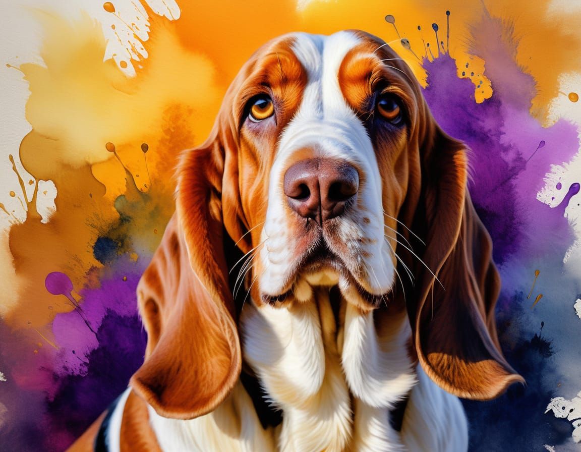 Basset Fauve de Bretagne in Oil Painting Style