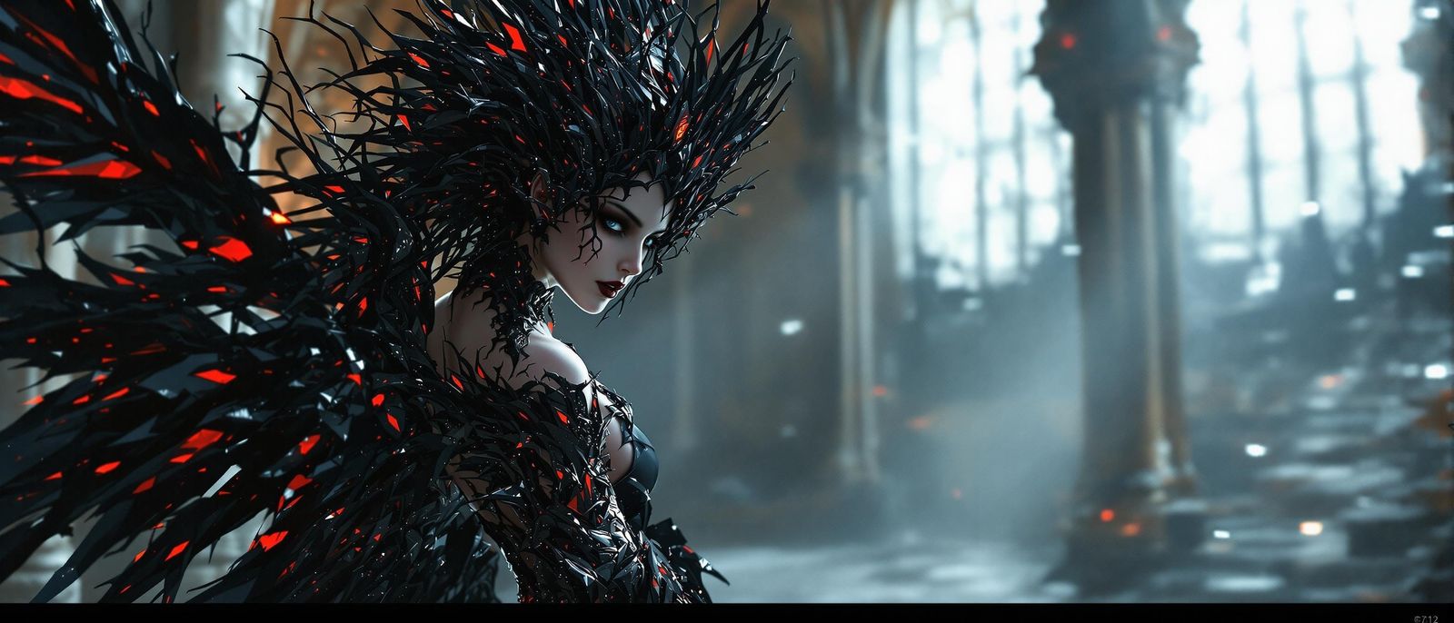 Ethereal Gothic Vampiress in a Masterpiece of Dark Cyberpunk...