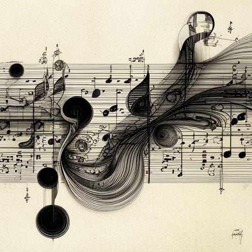 Experimental Musical Score in Black and White